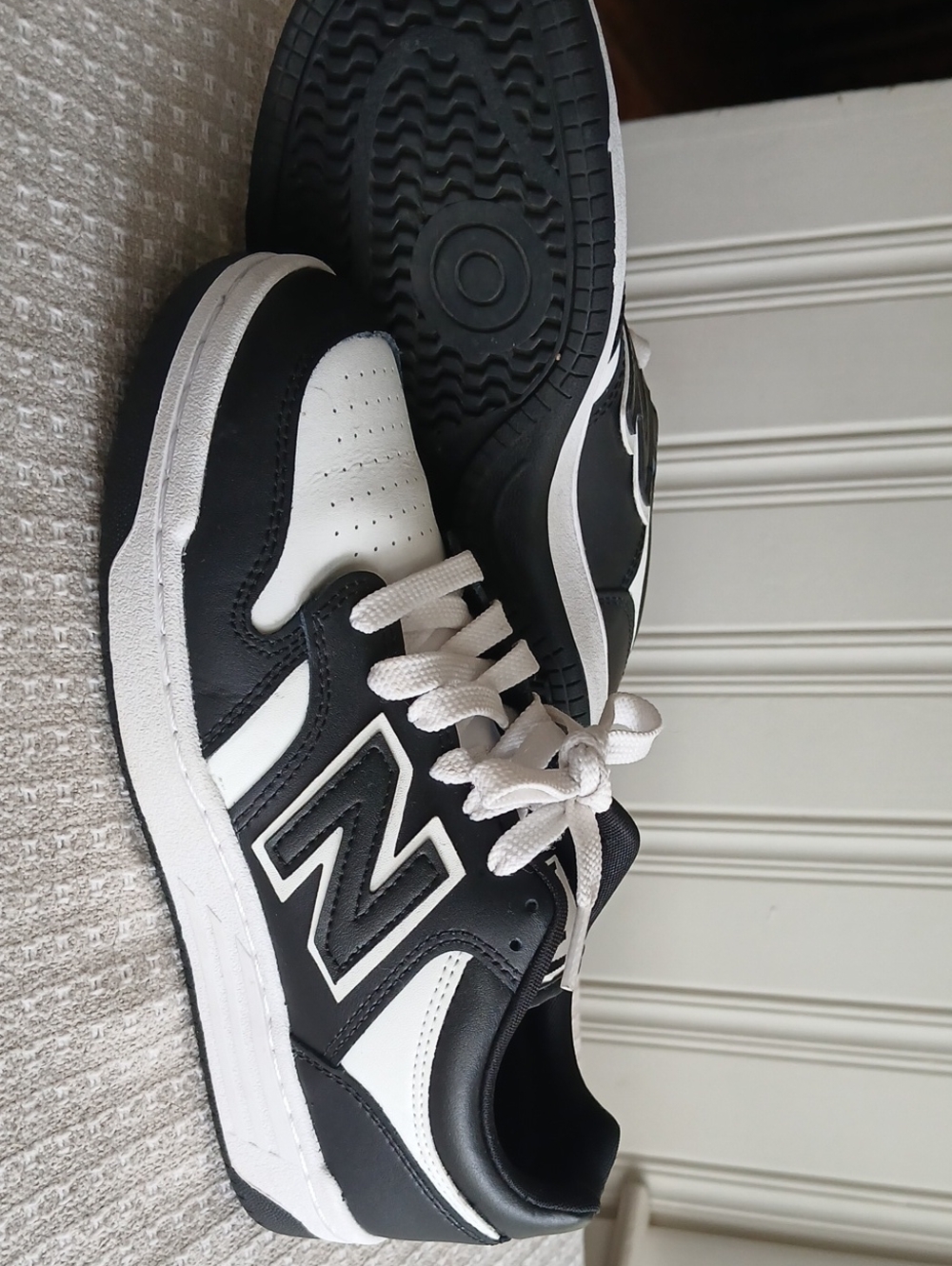 New Balance Black and White Retro-Style Kids Sneakers. Worn Only A Few Times.